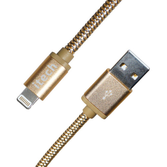 iTech Lade Datenkabel 2 Meter fr iPhone 5,5S,5C,6S,6+,7,7+,8,8+,X,XS,XS MAX,11,11Pro,11PRO MAX Gold