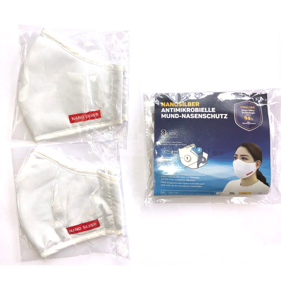 2x Nano-Silber Antiviren Antimikrobielle Schutzmaske 30 mal waschbar