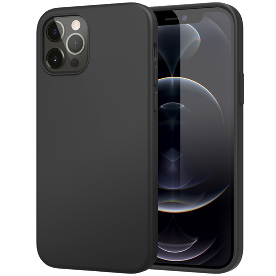 Schwarze Schutzhlle aus Silikon fr iPhone 12 Pro (6.1)