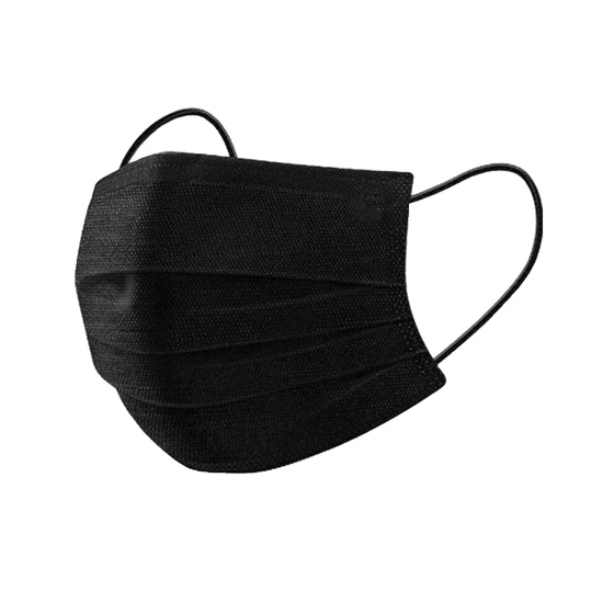 Dreilagige Atemschutzmaske aus Vlies in  Schwarz x50