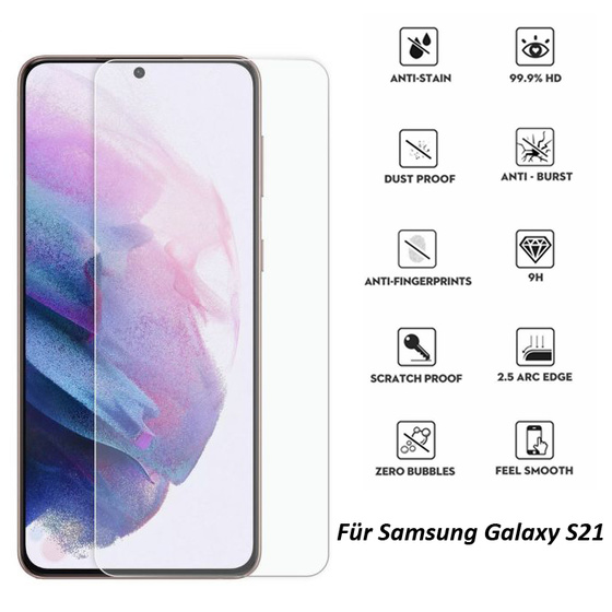 2xEcht Glas Displayschutz Folie fr Samsung Galaxy S21