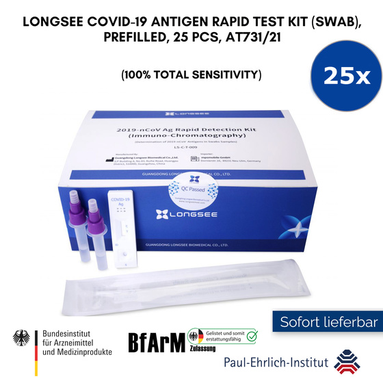 Longsee 2019-nCov Ag Rapid Detection Kit (Immuno Chromatography) Schnelltest Coronatest 25x