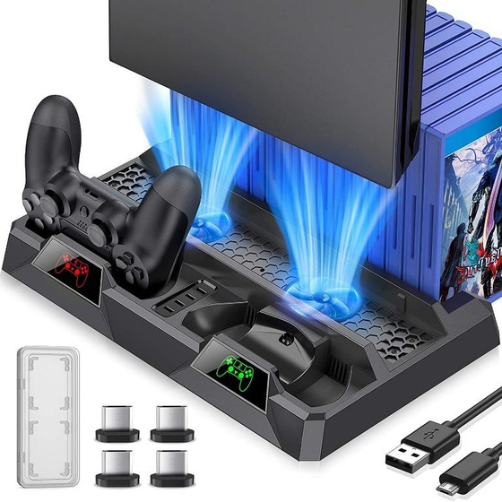 BEBONCOOL fr PS4 Playstation Vertikaler Stnder Khler Lfter System Pro Slim Game Controller Halter Ladestation Dock Pad