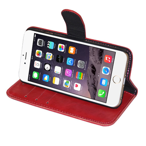 Kunstleder Bookstyle Tasche mit Lasche fr iPhone 6 und 6S in Rot