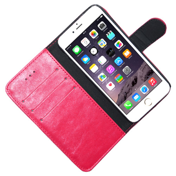 Kunstleder Bookstyle Tasche mit Lasche fr iPhone 6 und 6S in Pink