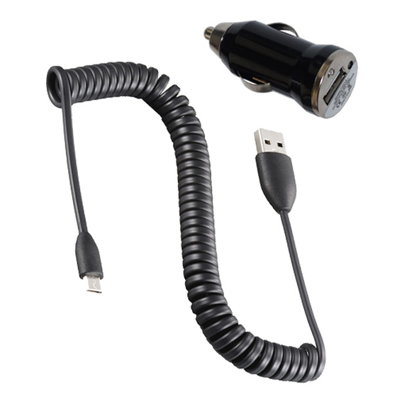 KFZ USB Adapter + Spiralkabel black