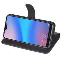 Kunstleder Bookstyle Tasche mit Lasche für Huawei P20 Lite in Schwarz
