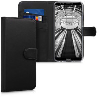 Kunstleder Bookstyle Tasche mit Lasche für Huawei Y7 2018 in Schwarz