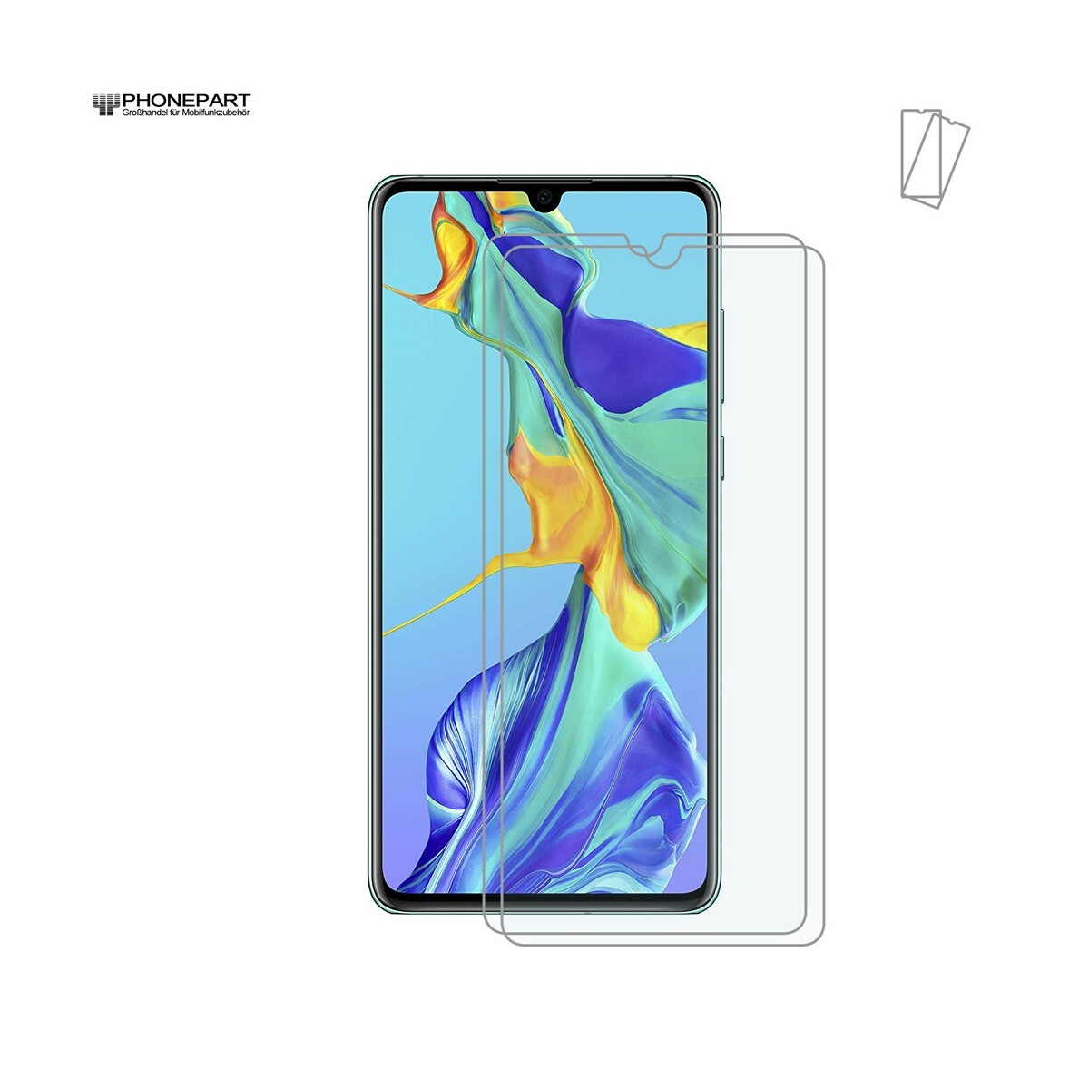 2x Schutzglas für Huawei P30