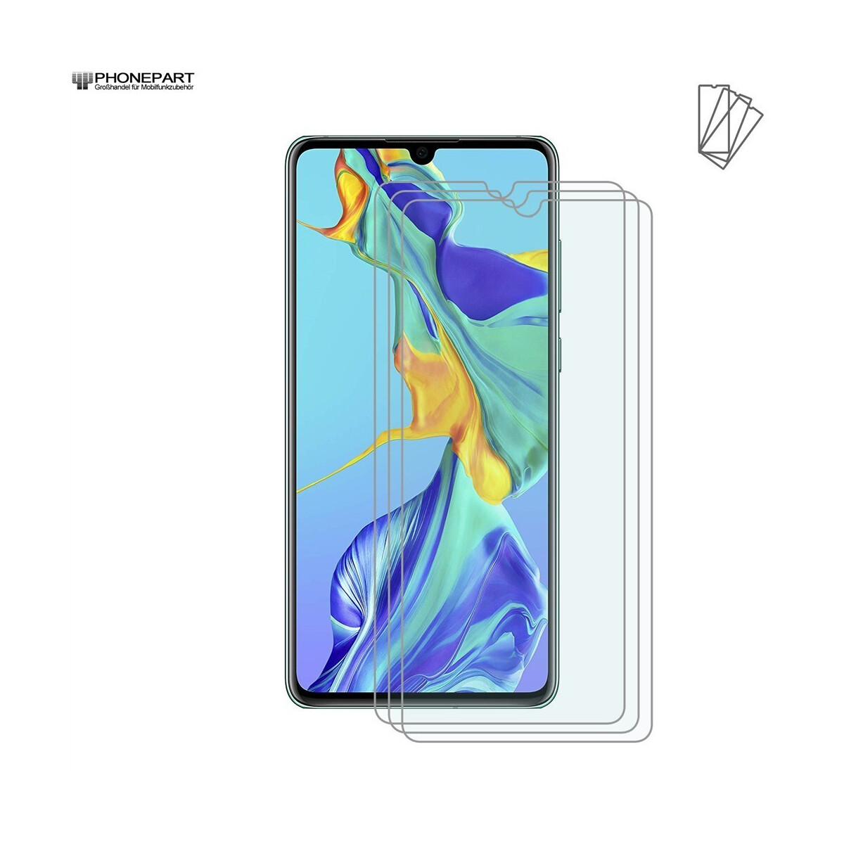 3x Schutzglas für Huawei P30