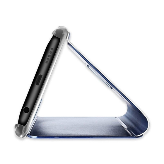 Clear View Standing Cover für Huawei Y7 2019 in Silber