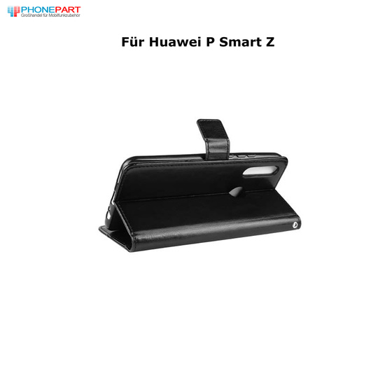 Kunstleder Bookstyle Tasche mit Lasche für Huawei P Smart Z in Schwarz