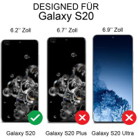 Kunstleder Bookstyle Tasche mit Lasche für Samsung Galaxy S20 in Schwarz