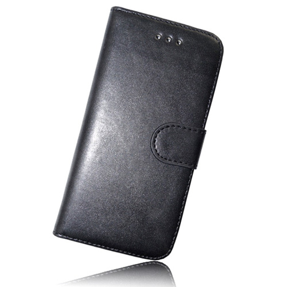 Kunstleder Bookstyle Tasche mit Lasche für iPhone 4 und 4S in Schwarz