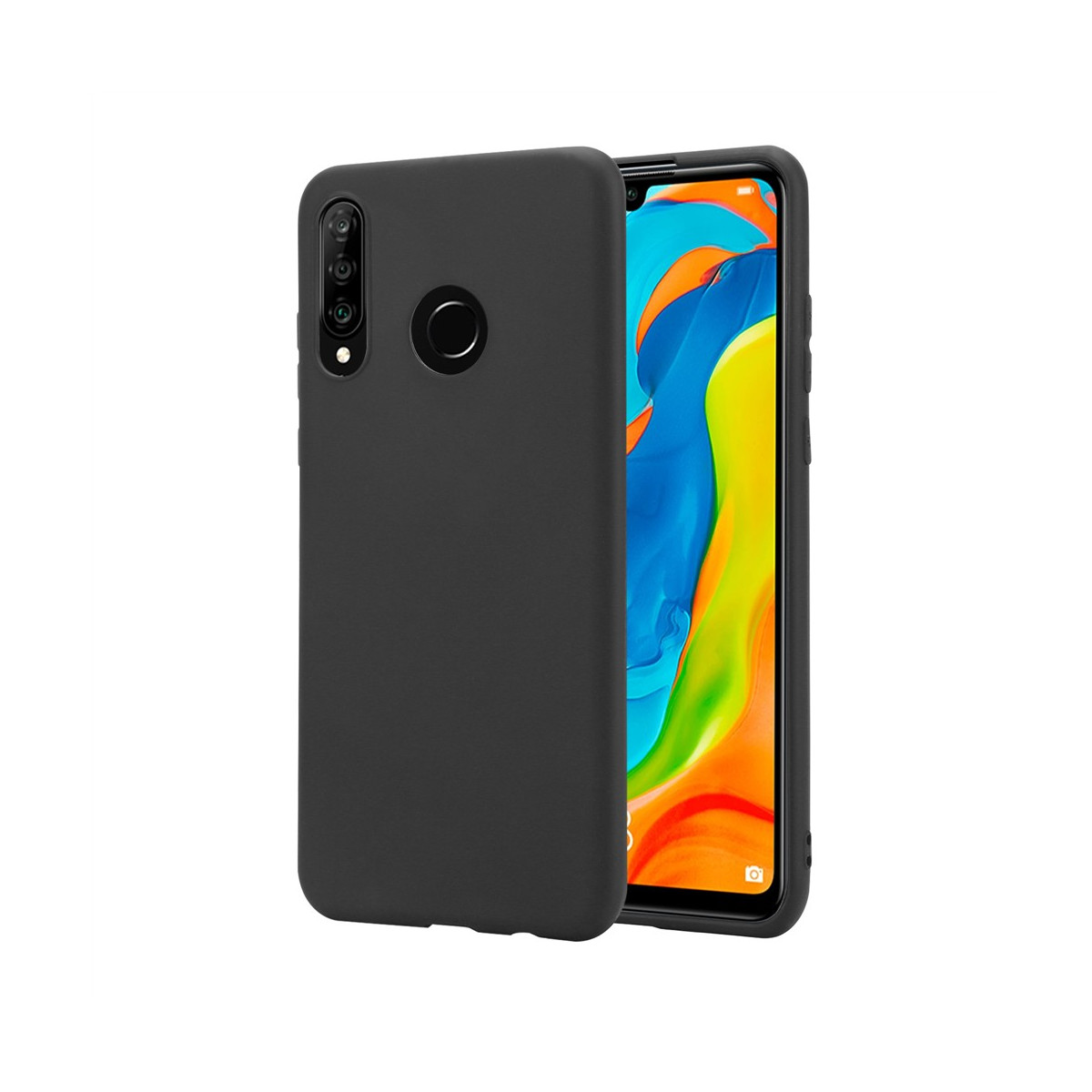 Schwarze Schutzhülle aus Silikon für Huawei P30...