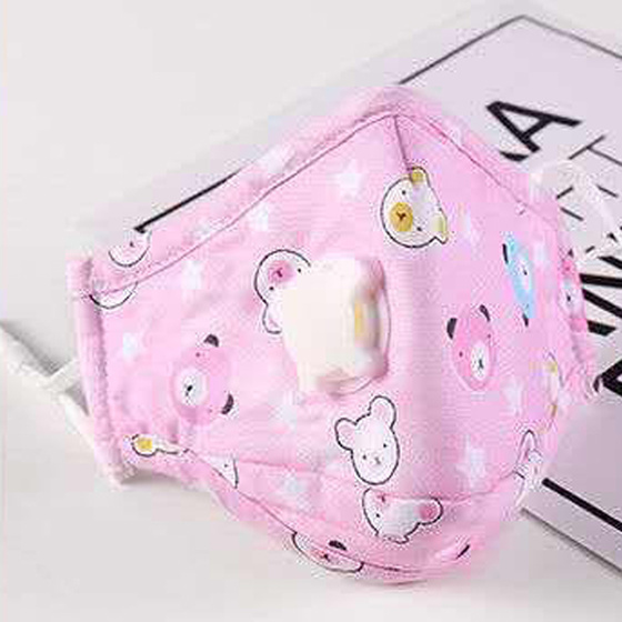 Waschbare Atemschutzmaske fr Kinder aus Baumwolle mit Ventil Bren Pink x1