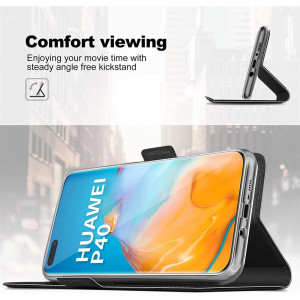 Kunstleder Bookstyle Tasche mit Lasche für Huawei P40  in Schwarz