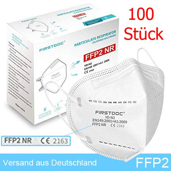 100er Pack FFP2 Atemschutz Maske CE 2163 Zertifiziert Schutzmaske Geruchsneutral