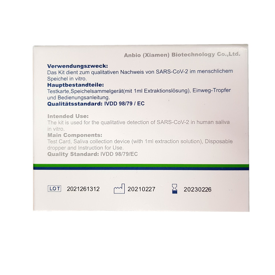Anbio Biotech Covid-19 Schnelltest Tester Speedtest Antigen Rapid Test (Kolloidales Gold)