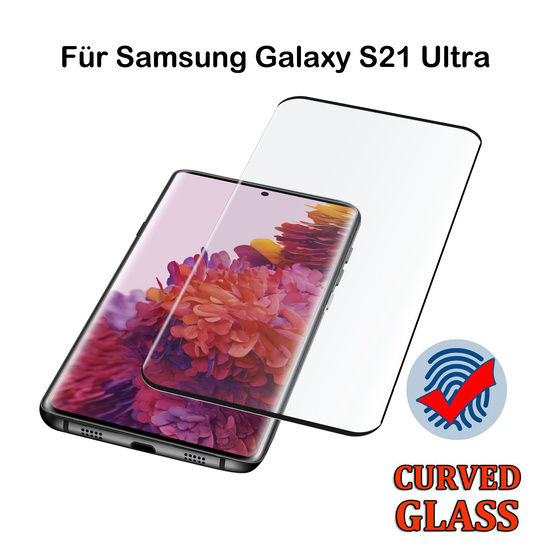Echt Glas Displayschutz Folie fr Samsung Galaxy S21 Ultra Curved Black