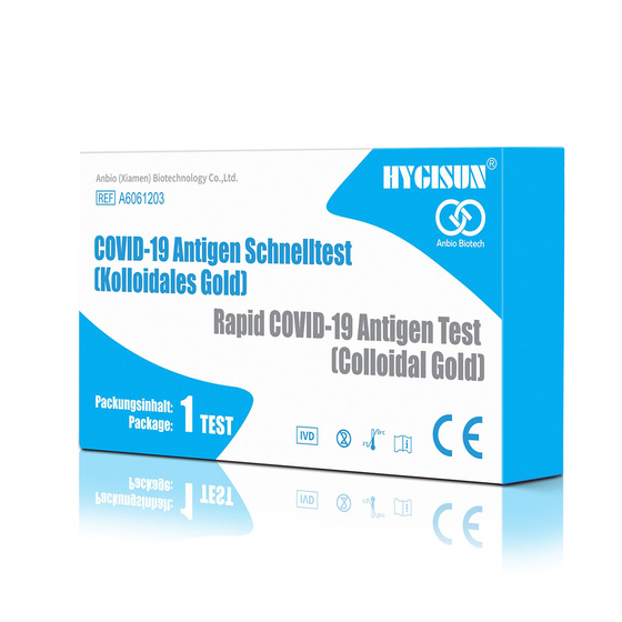 HYGISUN Anbio Biotech Covid-19 Antigen Schnelltest (Kolloidales Gold) Laientest (Spucktest) fr Eigenanwendung