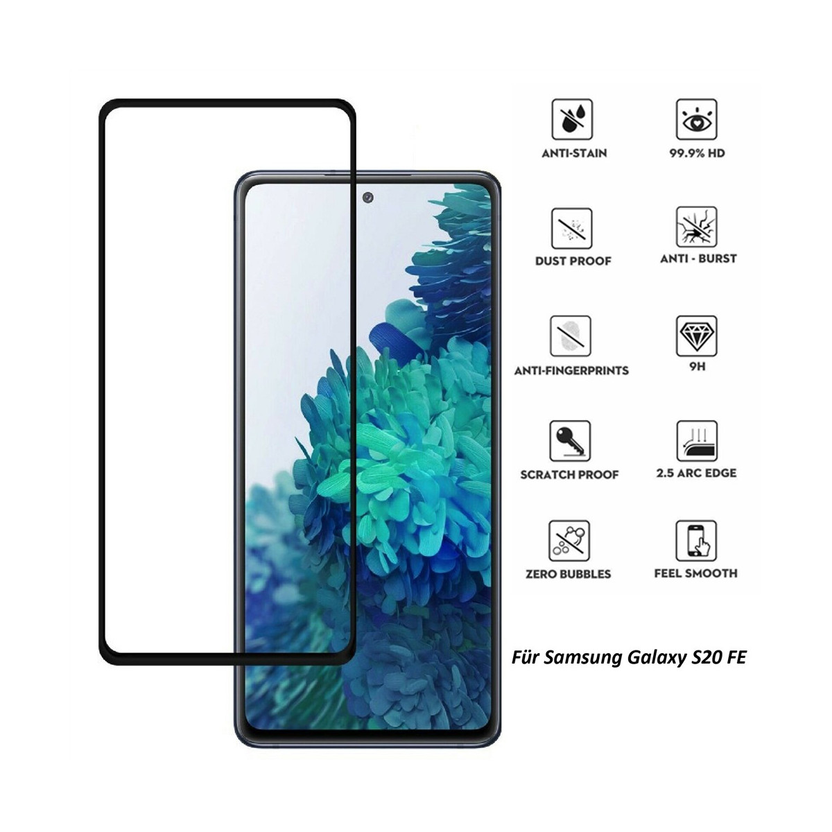 Echt Glas Displayschutz Folie für Samsung Galaxy S20...