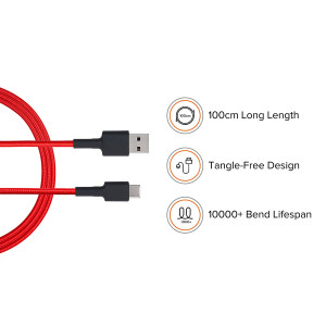 Original Xiaomi USB Typ C Braided Kabel 1m Rot
