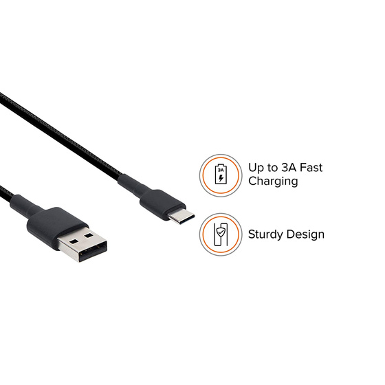 Original Xiaomi USB Typ C Braided Kabel 1m Schwarz