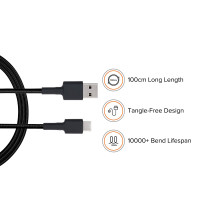 Original Xiaomi USB Typ C Braided Kabel 1m Schwarz