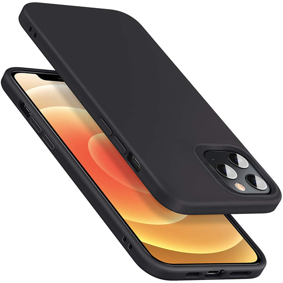 Ultra Dünne TPU Silikon Hülle in Matt Schwarz für iPhone 12 Pro Max mit 5D Schutzglas