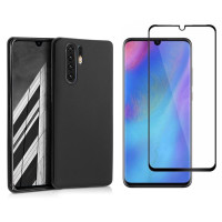 Ultra Dünne TPU Silikon Hülle in Schwarz Matt für Huawei P30 Pro  mit 5D Schutzglas