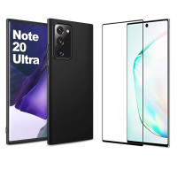 Ultra Dünne TPU Silikon Hülle in Matt Schwarz für Samsung Galaxy Note 20 Ultra  mit 5D Schutzglas