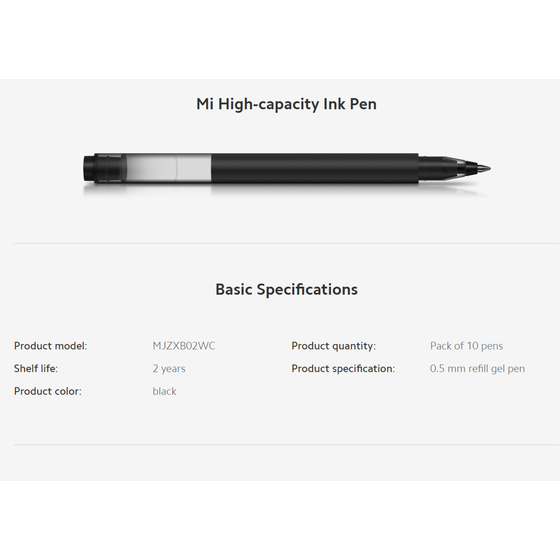 Xiaomi Mi High Capacity Gel Pen (10-Pack)