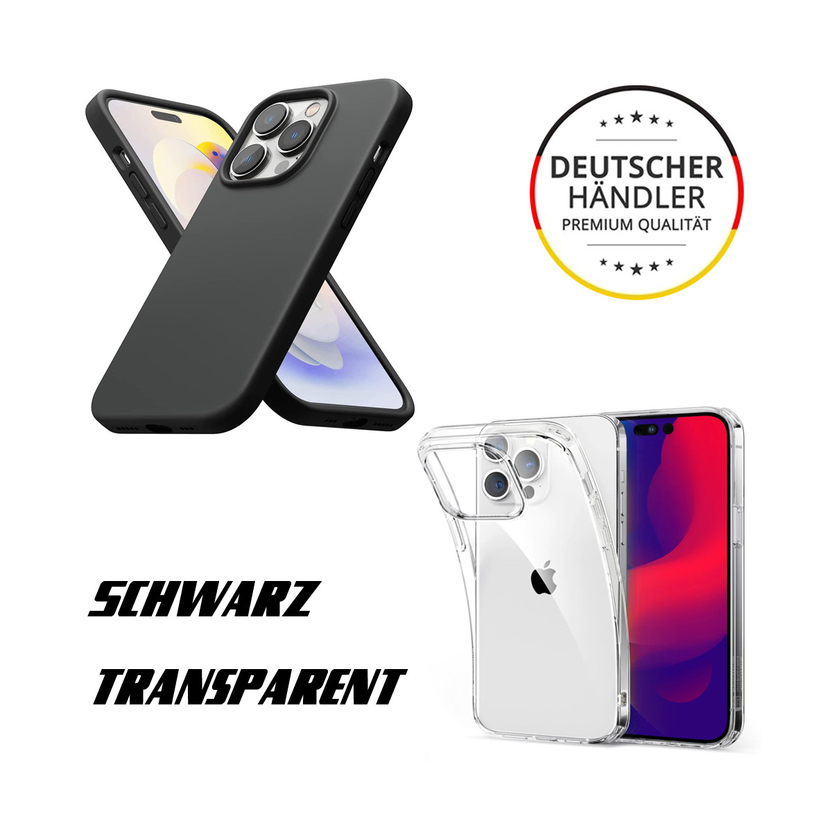 TPU Klar-Schwarz Silikonhülle für  iPhone 12/13/14