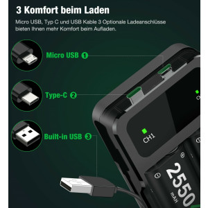 Controller Charger für Xbox One X&S / Xbox Series X&S Controller - 3x Akku