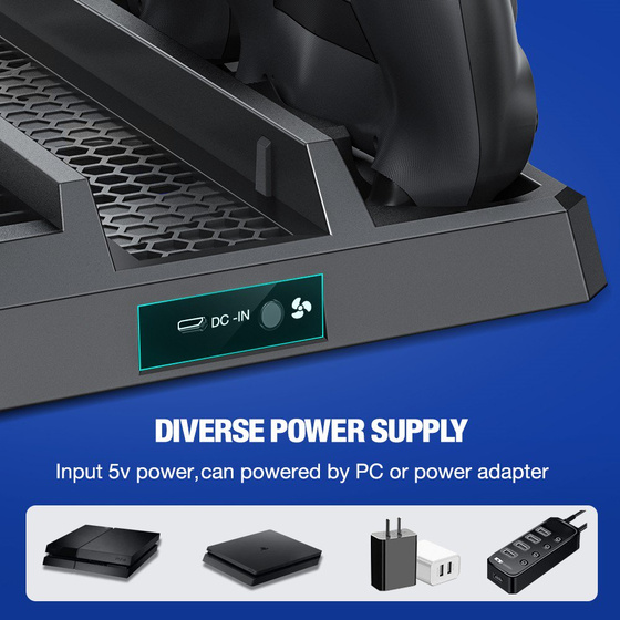 BEBONCOOL für PS4 Playstation Vertikaler Ständer Kühler Lüfter System Pro Slim Game Controller Halter Ladestation Dock Pad
