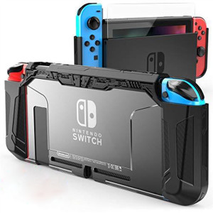Nintendo Switch Zubehör Bundle (18 in 1) - Tragetasche, Bildschirmschutz, Playstand, Spielhülle, Joystick-Kappe, Ladestation, Griff, Lenkrad