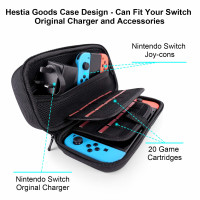 Nintendo Switch Zubehör Bundle (18 in 1) - Tragetasche, Bildschirmschutz, Playstand, Spielhülle, Joystick-Kappe, Ladestation, Griff, Lenkrad