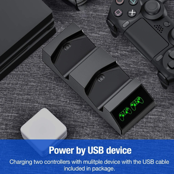 Dual PS4 Controller Lade Dock Station Magnet Ladestation Basis fr Sony Playstation 4 PS4 Pro/Slim Wireless Controller