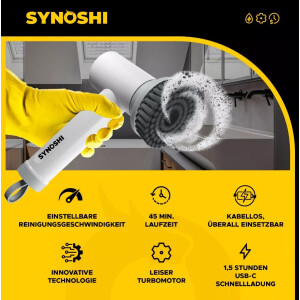 Synoshi Elektrische Reinigungsbürste Akku USB C Rotationsbürste Set