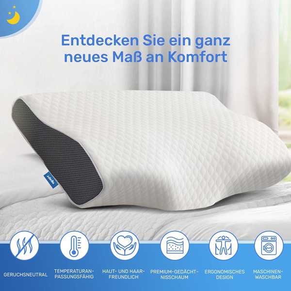 Derila Memory Foam Kissen Kopfkissen Nackenkissen  50x30x10cm