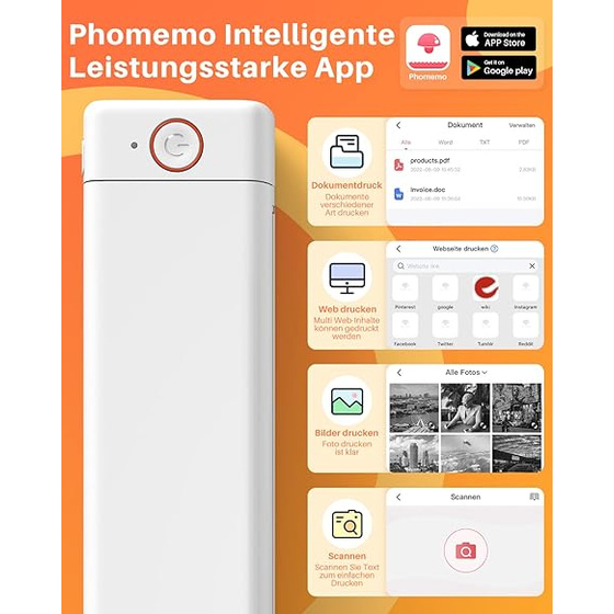 Phomemo M08F Mobiler Drucker A4 Thermopapier