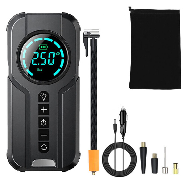 Wiederaufladbare Elektrische Luftpumpe 180 PSI - Kabelloser Auto & Fahrrad Reifenfüller mit LCD