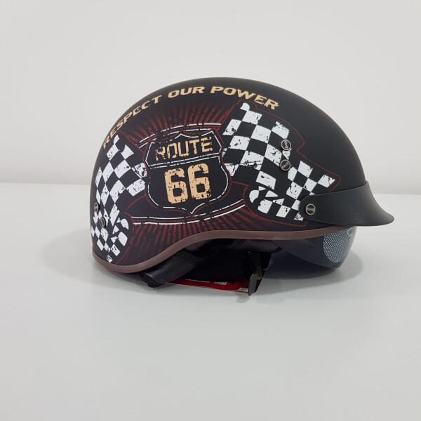 Vintage Halbschalenhelm – Motorradhelm Mit ECE Zulassung, Retro Design (Größe L, 59-60 Cm)