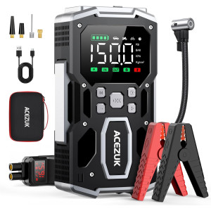 ACEZUK Starthilfe Powerbank 26800mAh 6000A, 150PSI Kompressor, LED Taschenlampe