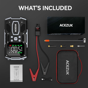 ACEZUK Starthilfe Powerbank 26800mAh 6000A, 150PSI Kompressor, LED Taschenlampe