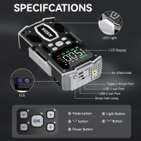 ACEZUK Starthilfe Powerbank 26800mAh 6000A, 150PSI Kompressor, LED Taschenlampe