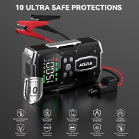 ACEZUK Starthilfe Powerbank 26800mAh 6000A, 150PSI Kompressor, LED Taschenlampe