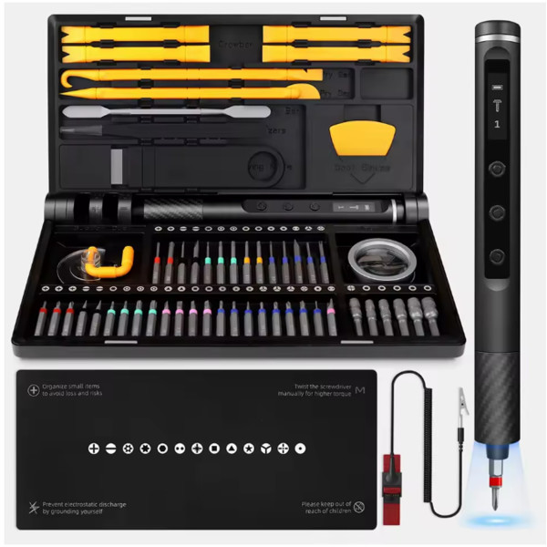 71-in-1 Elektroschrauber-Set mit LED & S2-Stahl – Reparaturwerkzeug