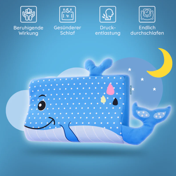 Calmlye Kinderkissen – Ergonomisch, Hautfreundlich, Design Wal